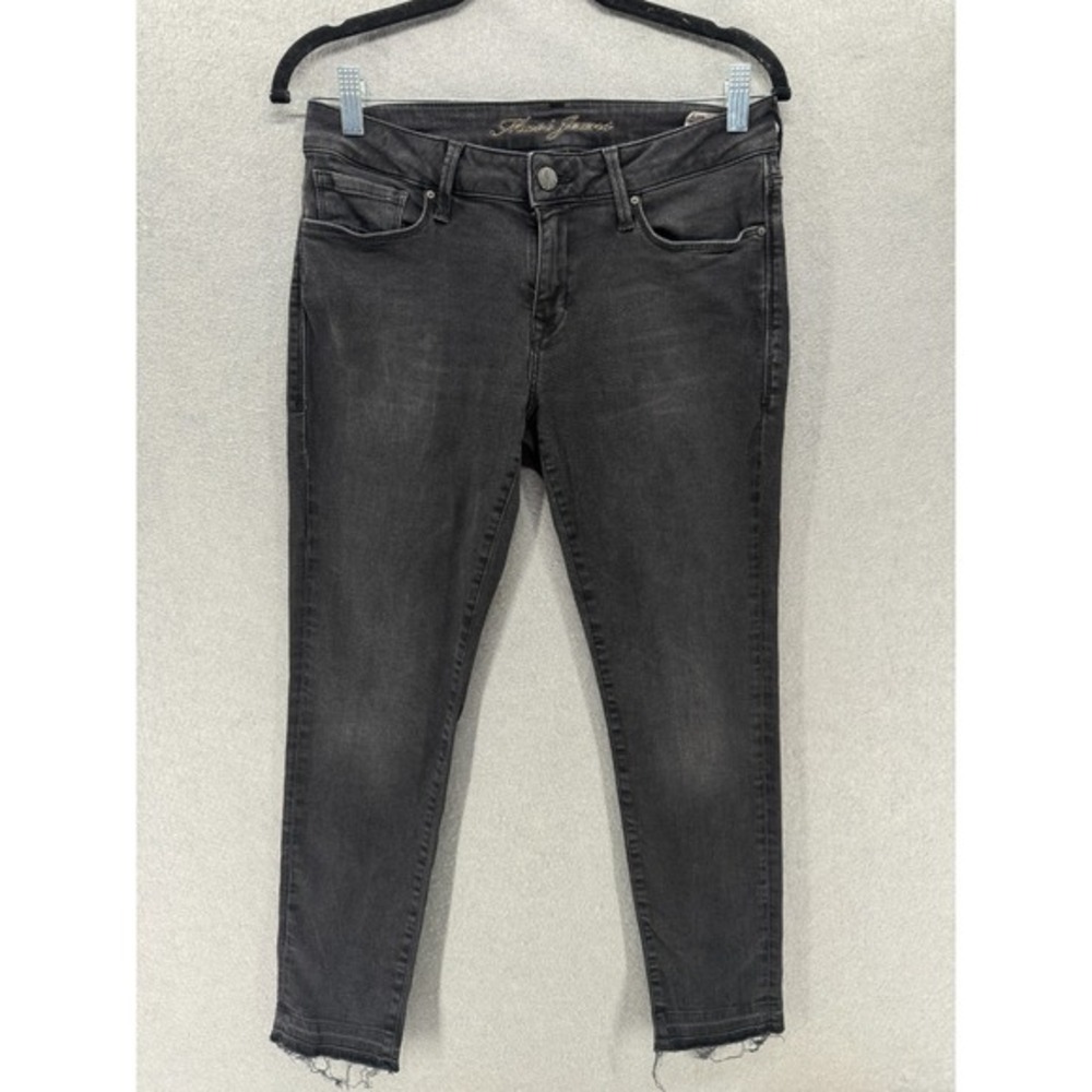 Mavi Alexa Petite Jeans Womens Size 28P Black Wash Skinny Leg Raw Frayed Hem